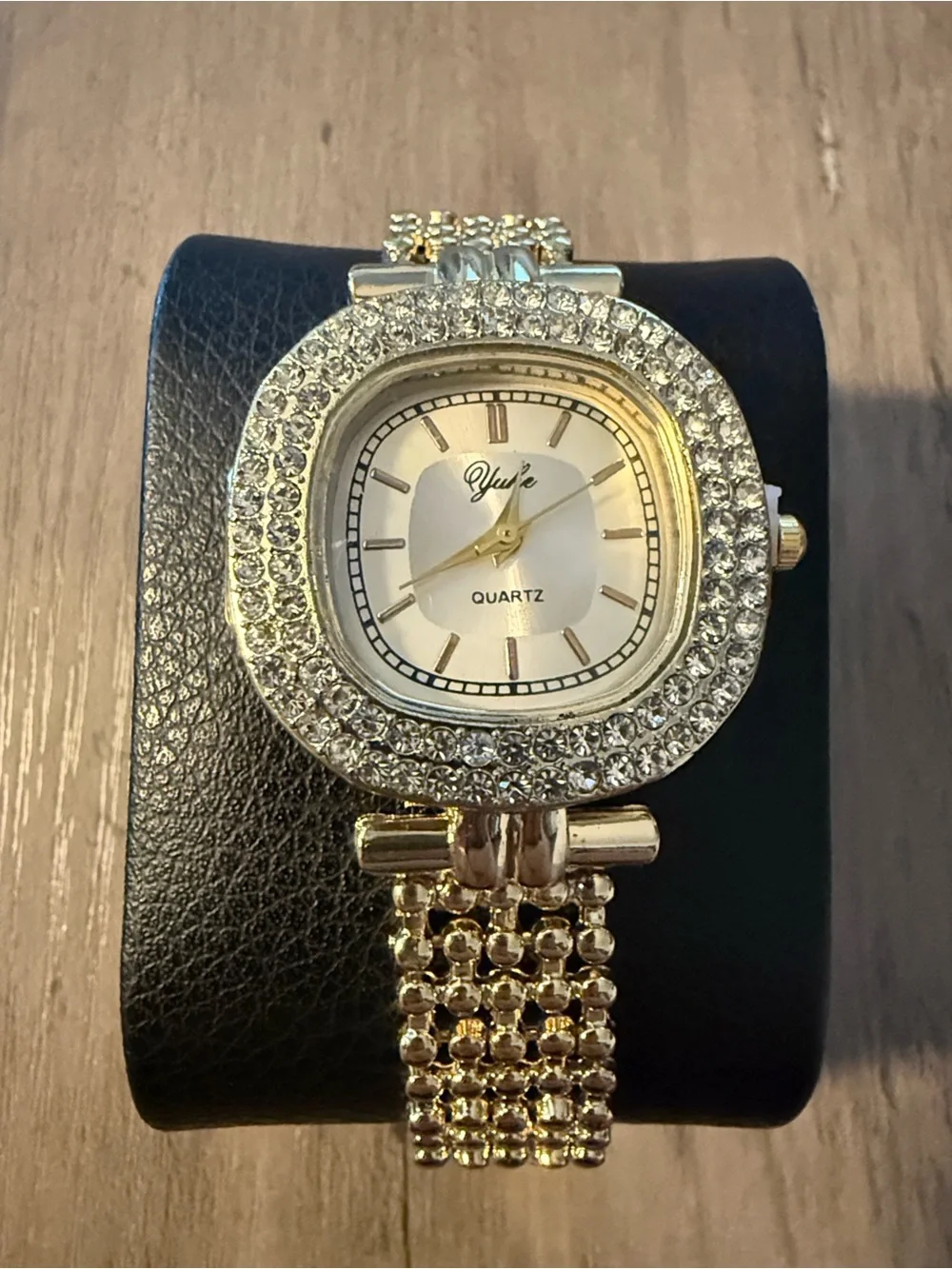 Gold-Tone Women's Crystal Bracelet Watch